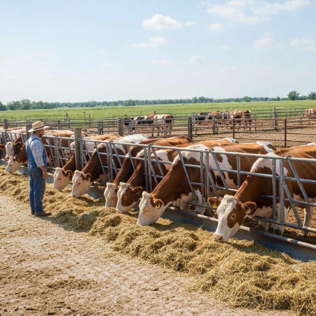 Healthy livestock in green pasture with organic feed